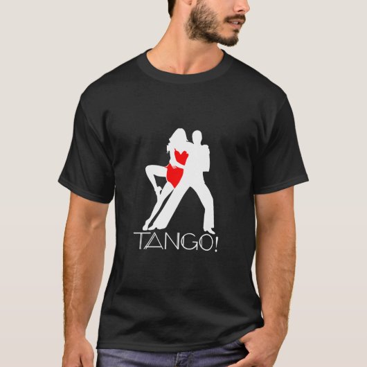 Tango! tekst, dansers figuren, zwart t-shirt (Voorkant)