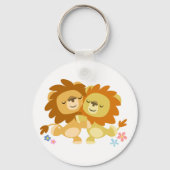 Tango-toetsenbord met twee Cute Cartoon Lions Sleutelhanger (Voorkant)