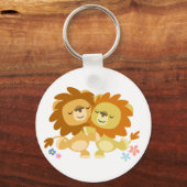 Tango-toetsenbord met twee Cute Cartoon Lions Sleutelhanger (Voorkant)