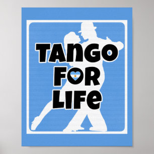 Tango voor Life Blue Argentina Heart Couple Poster
