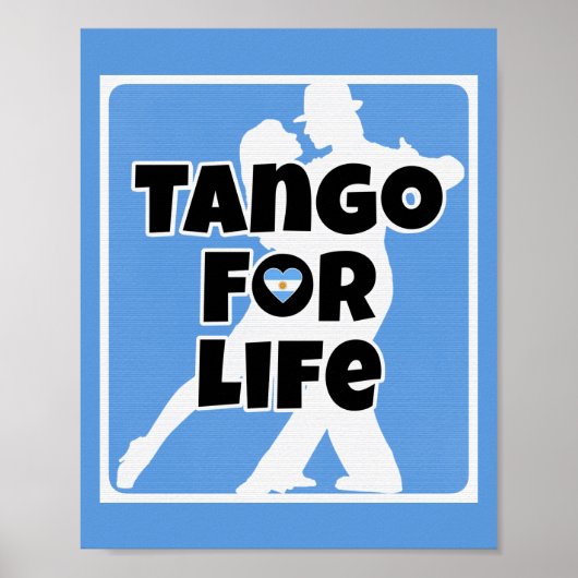 Tango voor Life Blue Argentina Heart Couple Poster (Voorkant)