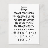 Tango - Zazzle Font Sampler Blad Briefkaart (Voorkant)