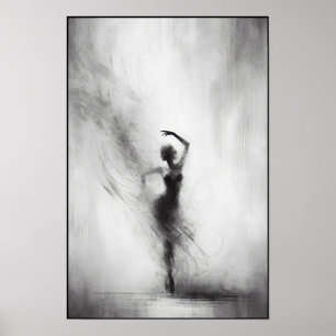 Tangodanseres in expressieve beweging poster
