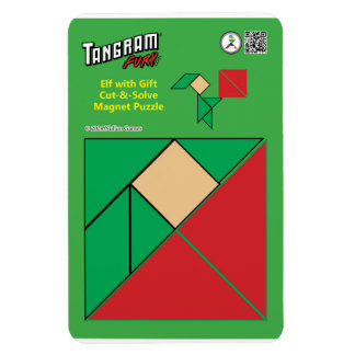 Tangram Christmas Elf Magnet - Elf met Cadeau Magneet