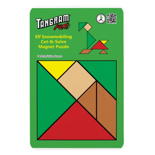 Tangram eigenzinnige elf magneet - sneeuwscooters (Verticaal)