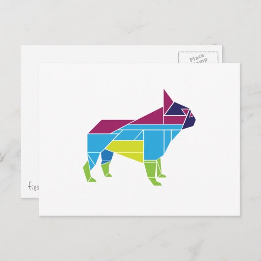Tangram Frenchie, meerkleurig Briefkaart (Voorkant / Achterkant)