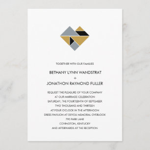 Tangram Heart Weddenschap Black Gold Silver Kaart