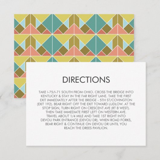 Tangram Heart Wedding Directions Kaart (Voorkant / Achterkant)