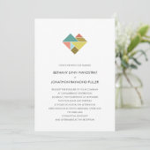 Tangram Heart Wedding Invitation Kaart (Staand voorkant)