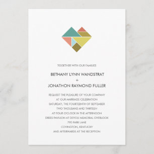 Tangram Heart Wedding Invitation Kaart