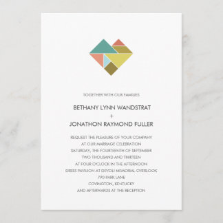 Tangram Heart Wedding Invitation Kaart