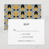 Tangram Heart Wedding RSVP-kaart Black Gold Silver RSVP Kaartje (Voorkant / Achterkant)