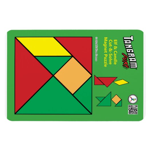 Tangram Kerst Elf Magneet - Elf met Kaars (Horizontaal)