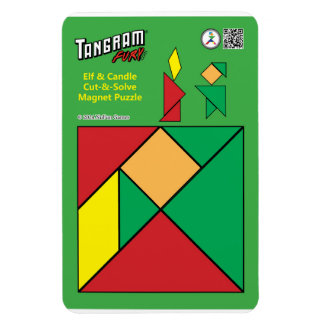 Tangram Kerst Elf Magneet - Elf met Kaars