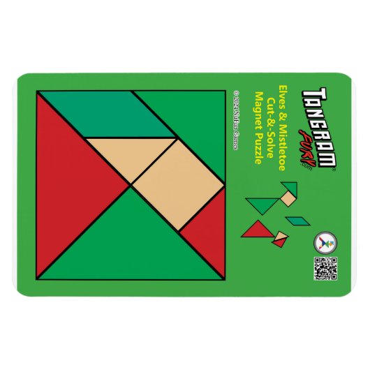 Tangram Kerst Elf Magneet - Onder de Mistletoe (Horizontaal)