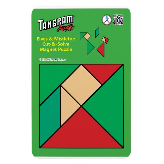 Tangram Kerst Elf Magneet - Onder de Mistletoe (Verticaal)