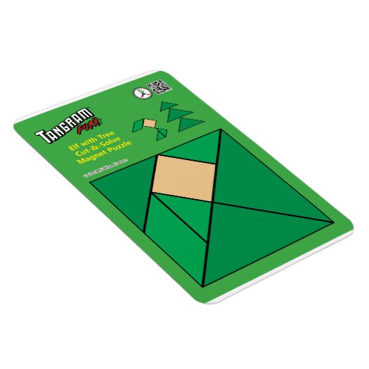 Tangram Kerst Elf Magneet - Zittend bij de Boom (Rechterzijde)