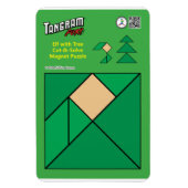 Tangram Kerst Elf Magneet - Zittend bij de Boom (Verticaal)
