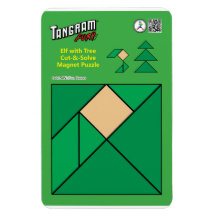 Tangram Kerst Elf Magneet - Zittend bij de Boom
