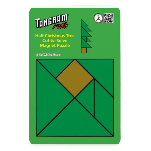 Tangram Kerstmagneet - Halve Kerstboom Magneet (Verticaal)