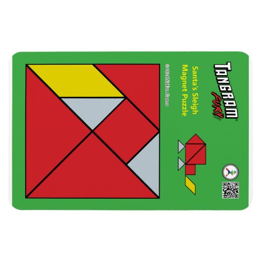 Tangram Kerstmagneet - Santa's Sleigh Magneet (Horizontaal)