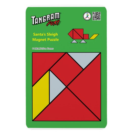 Tangram Kerstmagneet - Santa's Sleigh Magneet (Verticaal)