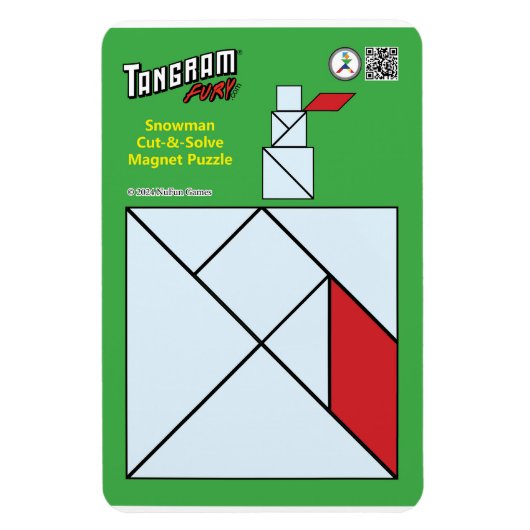 Tangram Kerstmagneet - Sneeuwman Magneet (Verticaal)