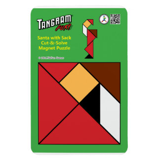 Tangram Kerstmagneten - Kerstman & zak van speelgo Magneet