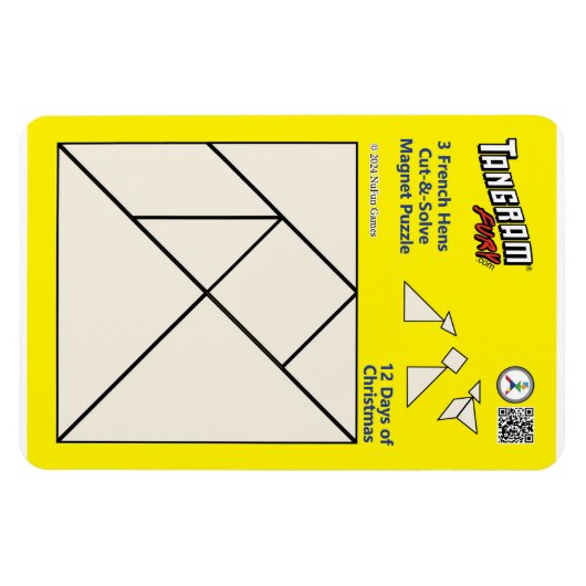 Tangram magneet puzzel - 3 Franse hennen (Horizontaal)