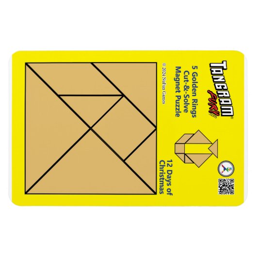Tangram magneet puzzel - 5 gouden ringen (Horizontaal)