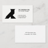 Tangram Owl Black Geometric Shape Simple White Visitekaartje (Voorkant / Achterkant)