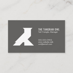 Tangram Owl White Geometric Shape on Grey Visitekaartje