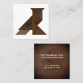 Tangram Owl Wood Style Modern Design Vierkante Visitekaartje (Voorkant / Achterkant)