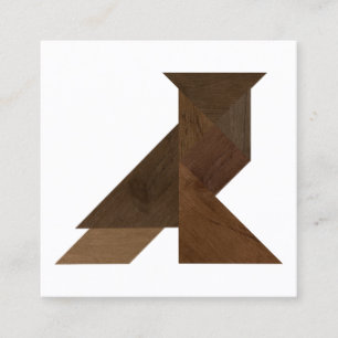 Tangram Owl Wood Style Modern Design Vierkante Visitekaartje