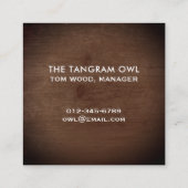 Tangram Owl Wood Style Modern Design Vierkante Visitekaartje (Achterkant)