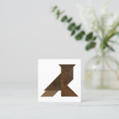 Tangram Owl Wood Style Modern Design Vierkante Visitekaartje (Staand voorkant)