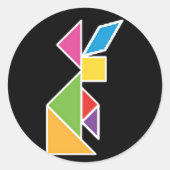 tangram rabbit coelho ronde sticker (Voorkant)