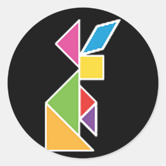 tangram rabbit coelho ronde sticker