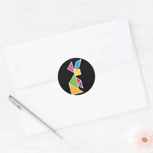 tangram rabbit coelho ronde sticker (Envelop)
