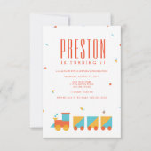 Tangram trein verjaardag uitnodiging (Voorkant)