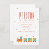 Tangram trein verjaardag uitnodiging (Voorkant / Achterkant)