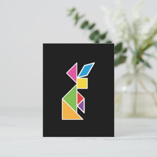 tangramrabbit coelho briefkaart (Staand voorkant)