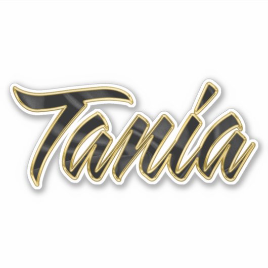 Tania black gold Lettering Aufkleber Sticker (Voorkant)