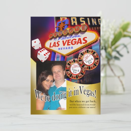Tania en Eric Las Vegas Reception Kaart (Staand voorkant)