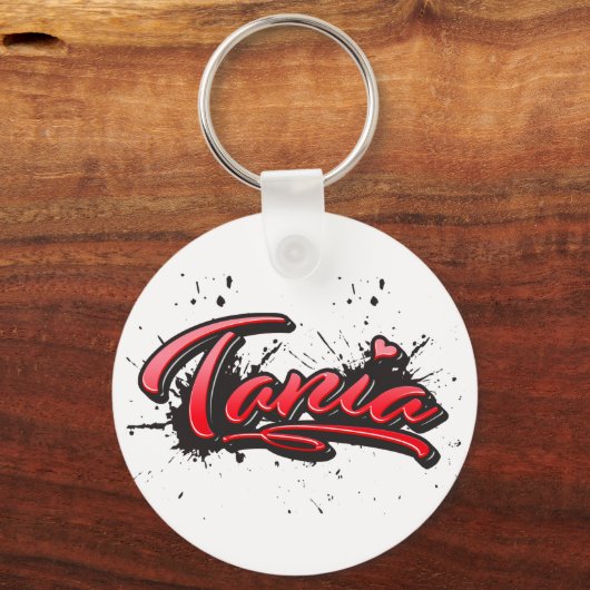 Tania red Heart Graffiti Schlüsselanhänger Sleutelhanger (Voorkant)