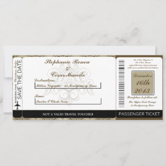 Tanish Brown Boarding Pass Trouwuitnodiging Kaart