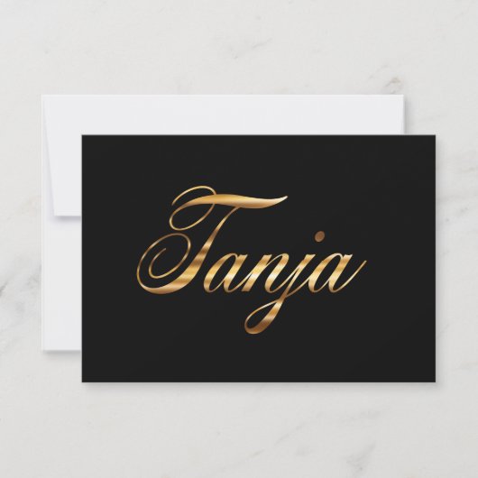 Tanja gold Design Lettering Karte (Voorkant)