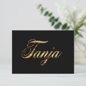 Tanja gold Design Lettering Karte (Staand voorkant)