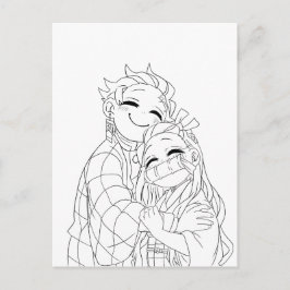Tanjiro and Nezuko hug Feestdagenkaart