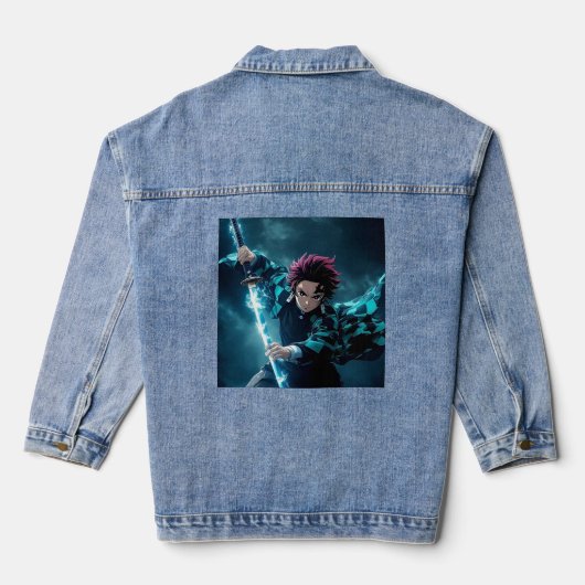Tanjiro anime manga denim jacket (Achterkant)